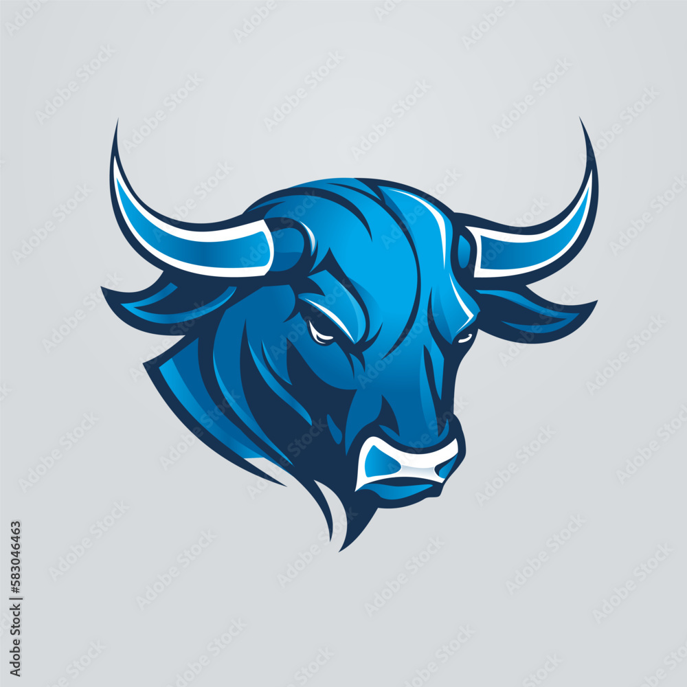 Bull head mascot sporty and strong logo illustration concept Bull head mascot sporty and strong logo illustration concept