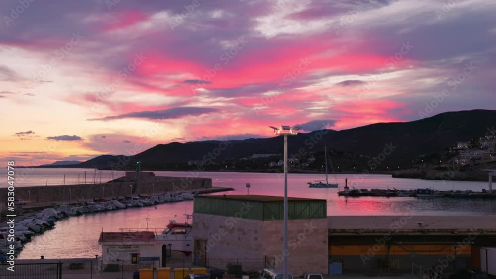 sunset at the port of peniscola in spain sunset at the port of peniscola in spain