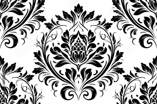 Vector damask seamless pattern background. Classical luxury old fashioned damask ornament, royal victorian seamless texture for wallpapers, textile, wrapping. Exquisite floral baroque template.