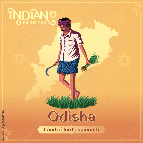 Odisha Farmer - A Vibrant Vector Illustration Depicting the Resilience and Hard Work of Indian Agriculture	