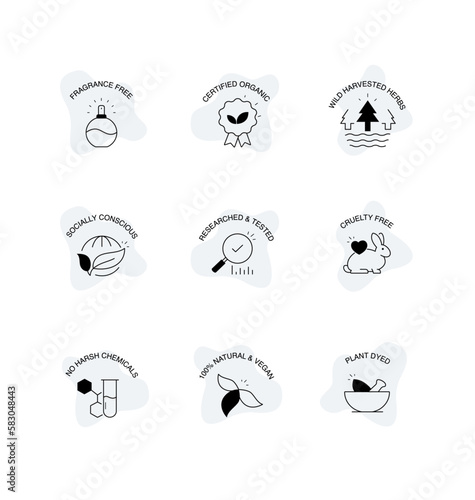 Eco-Friendly Cosmetics Icon Set. Vector Editable stroke icons.