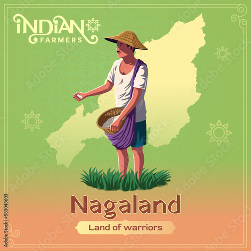 Nagaland Farmer - A Vibrant Vector Illustration Depicting the Resilience and Hard Work of Indian Agriculture