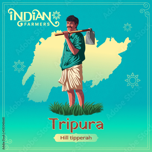 Tripura - A Vibrant Vector Illustration Depicting the Resilience and Hard Work of Indian Agriculture	