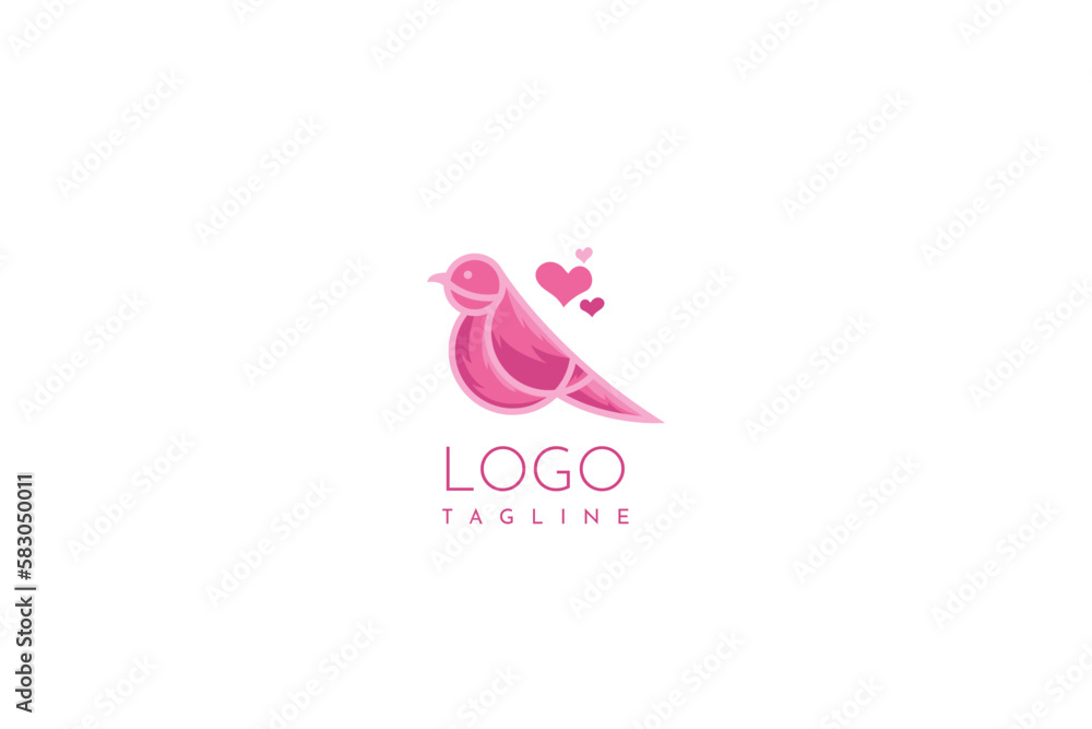 Cute bird logo with love. Minimal logo design Cute bird logo with love. Minimal logo design