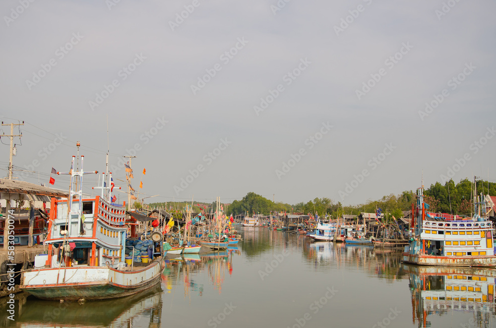 An area harboring fishing boats