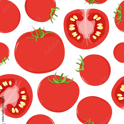 Seamless pattern of red tomatoes