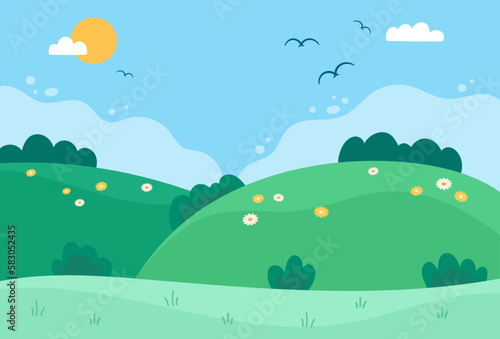 Illustration of natural spring landscape background vector design