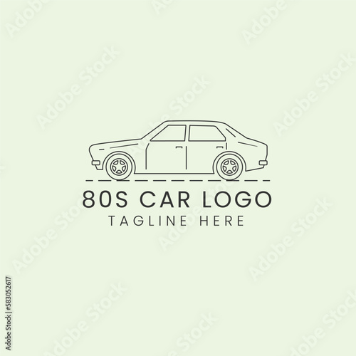 80s classics car line art logo design minimalist car design toyota corolla ke30 line art car vector illustration