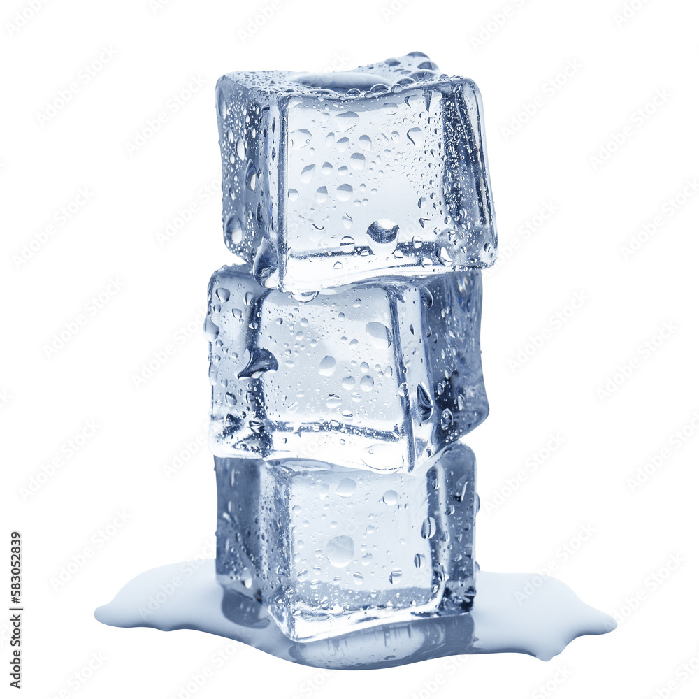 Three ice cubes, cut out Three ice cubes, cut out