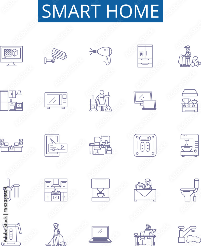 Smart home line icons signs set. Design collection of Smart, Home ...