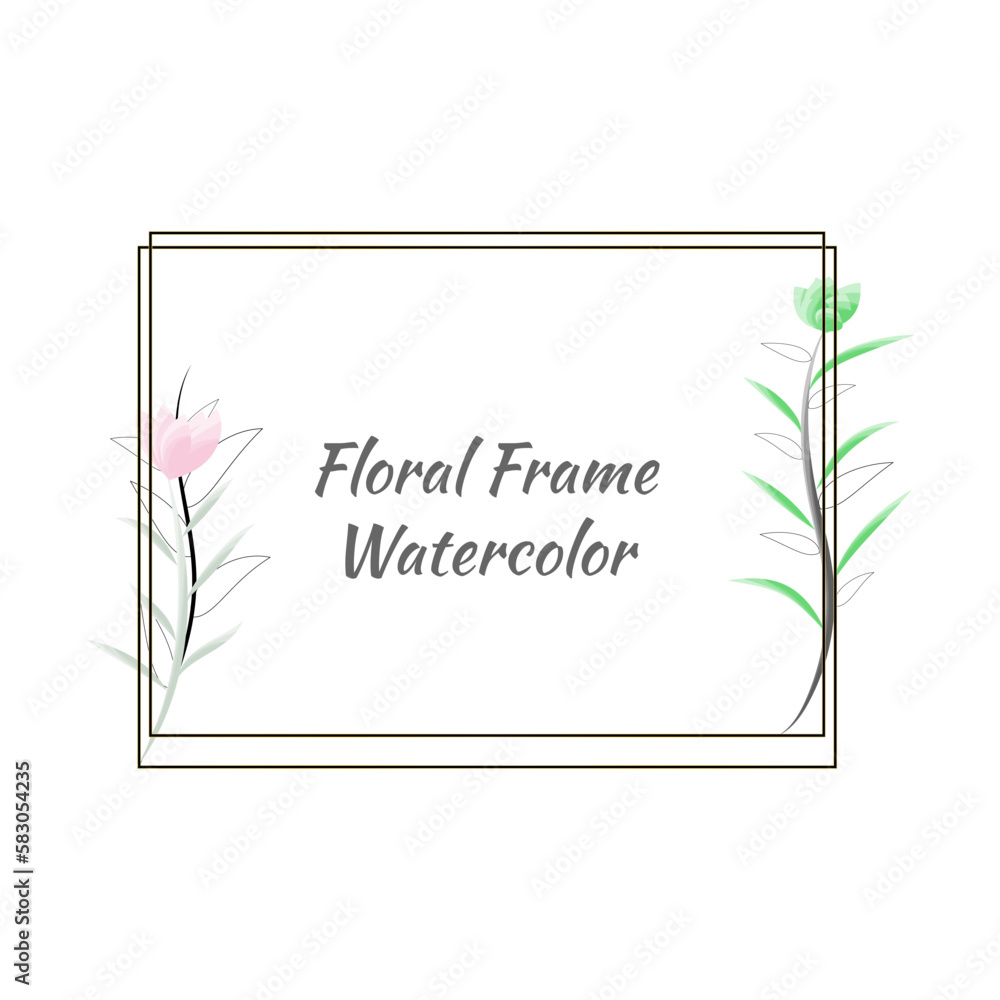 Floral frame with hand drawn watercolor flowers. Vector illustration ...