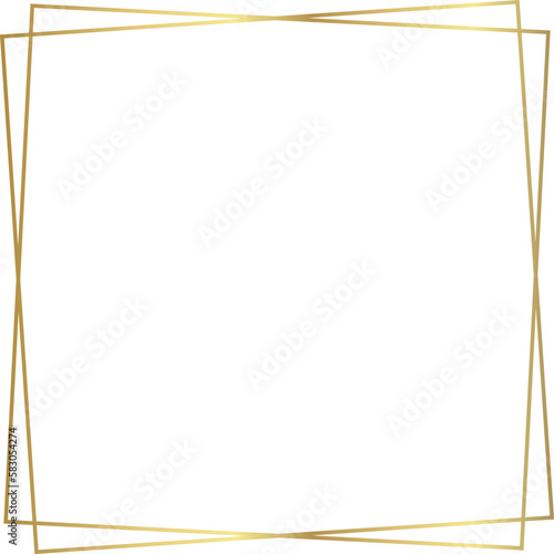 Double gold square ornamental frame  luxury border isolated on transparent background  PNG template picture  card  text social post