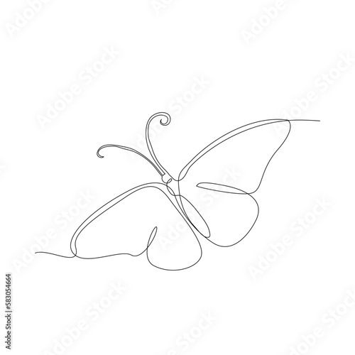 Continuous line art or one line butterfly drawing for vector illustration, insects in spring. flying butterfly concept © Candra