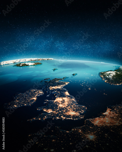 England and Ireland from space