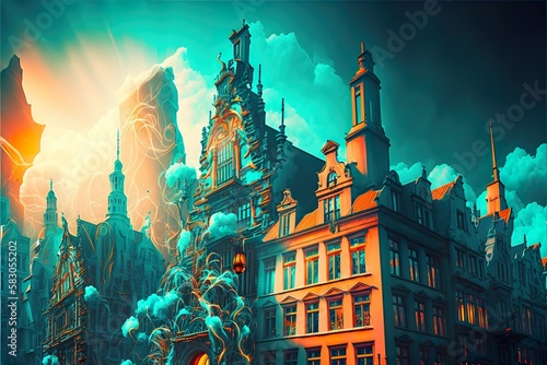 brussels dream city . Creative illustration. (Ai Generate)