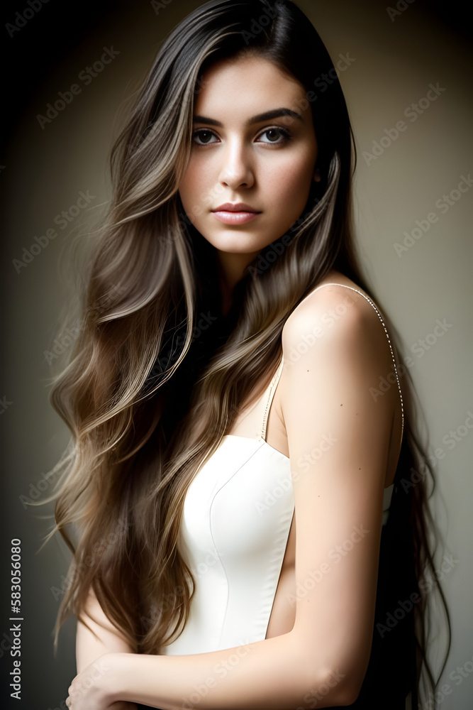 Portrait of a young, beautiful woman, Generative AI Portrait of a young, beautiful woman, Generative AI