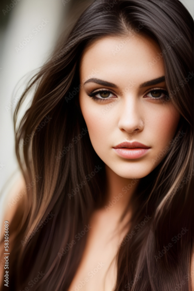 Portrait of a young, beautiful woman, Generative AI Portrait of a young, beautiful woman, Generative AI