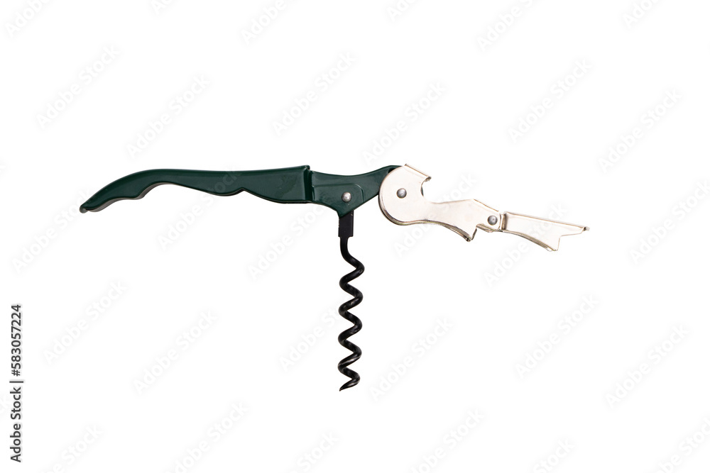 Metal bottle opener for wine bottles, transparent background, insulated. Metal bottle opener for wine bottles, transparent background, insulated.