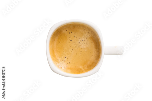 Ristretto Americano coffee top view in a cup, transparent background, isolated .