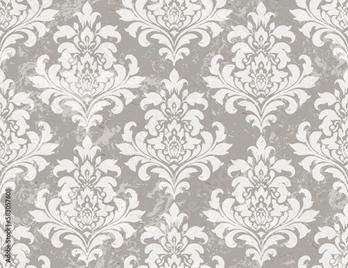 Vector damask seamless pattern background. Classical luxury old fashioned damask ornament, royal victorian seamless texture for wallpapers, textile, wrapping. Exquisite floral baroque template.