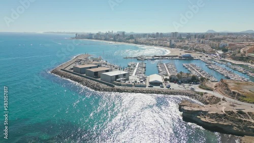 port of el campello in spain from above with the turquoise sea photo