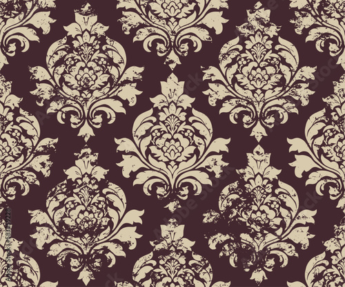 Vector damask seamless pattern background. Classical luxury old fashioned damask ornament, royal victorian seamless texture for wallpapers, textile, wrapping. Exquisite floral baroque template.