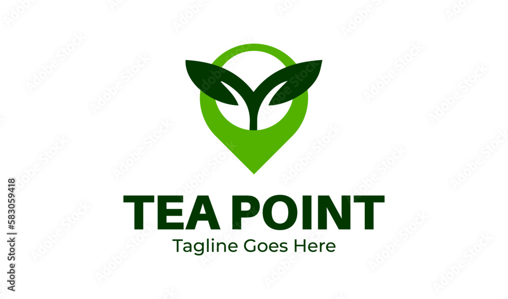 Tea Point Logo Design Template with tea icon and point. Perfect for business, company, restaurant, mobile, app, etc Tea Point Logo Design Template with tea icon and point. Perfect for business, company, restaurant, mobile, app, etc
