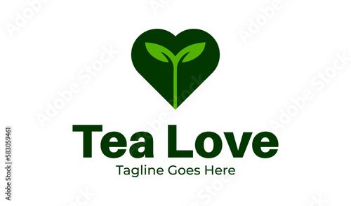 Tea Love Logo Design Template with tea icon and love. Perfect for business, company, restaurant, mobile, app, etc