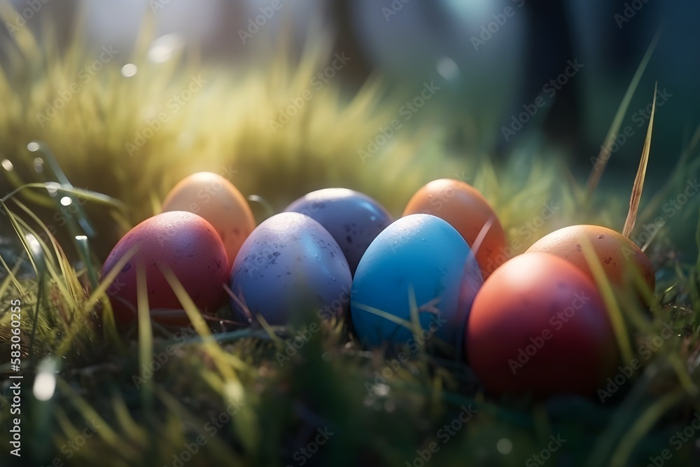 easter eggs in grass easter eggs in grass