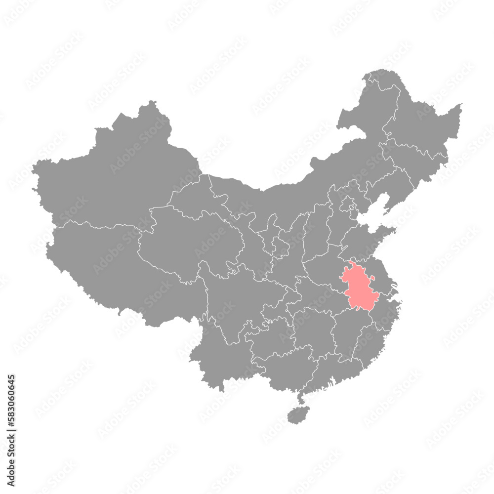Anhui province map, administrative divisions of China. Vector illustration.