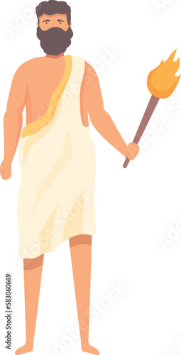 Fire hero icon cartoon vector. Greek god. Hestia love