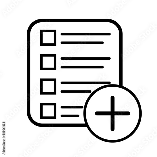 Add new task icon vector, icon of adding new file, add new task line icon on white background.