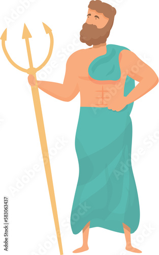 Poseidon icon cartoon vector. Greek god. Ancient ares