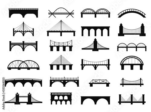 Fototapeta Naklejka Na Ścianę i Meble -  Bridge and Arch Icons and Symbols. Bridge vector icon set
