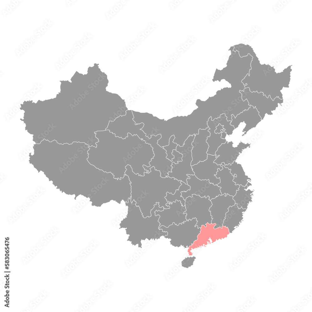 Guangdong province map, administrative divisions of China. Vector illustration.