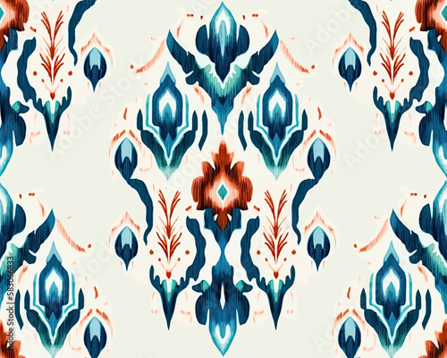 Folklore ornament ikat. Tribal ethnic vector textures. Seamless striped pattern in Aztec style. Folk embroidery. Indian  Scandinavian  Gypsy  Mexican  African carpet