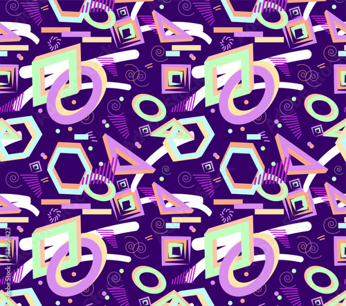 vectors of abstract seamless patterns in retro style backgrounds. Memphis