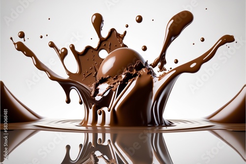 チョコレート 飛沫 ミルク 液体 スイーツ 甘い, generative ai 