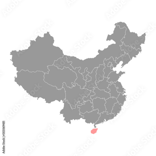 Hainan province map, administrative divisions of China. Vector illustration.