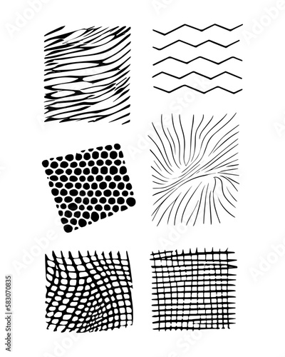 Set of lines square shapes artistic hand drawn grunge strokes. Vector illustration design.