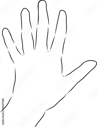 Hand, vector. Hand drawn sketch. Hand with splayed fingers.