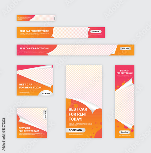 Banner template for online car rental service advertisement