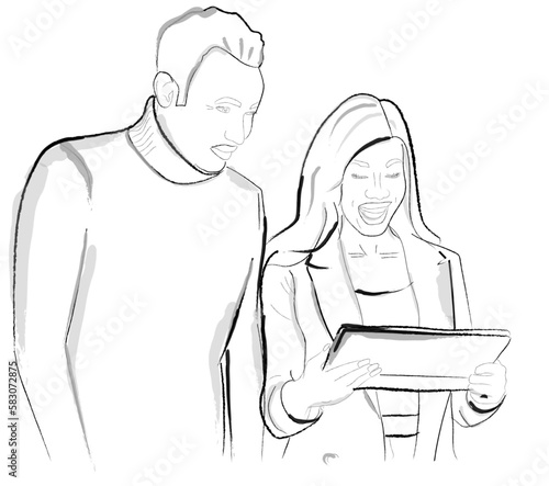 Man and woman working afro American team members Vector storyboard