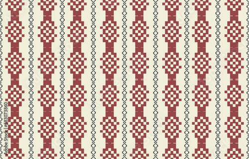 Ikat geometric folklore ornament. Tribal ethnic vector texture. Seamless striped pattern in Aztec style. Figure tribal embroidery. Indian, Scandinavian, Gypsy, Mexican, folk pattern. Boho chic design.