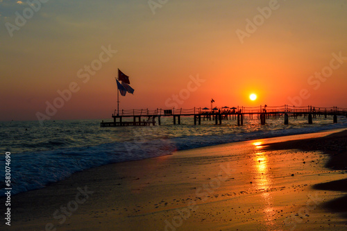 Fototapeta Naklejka Na Ścianę i Meble -  sunset on the beach manavgat antalya turkey