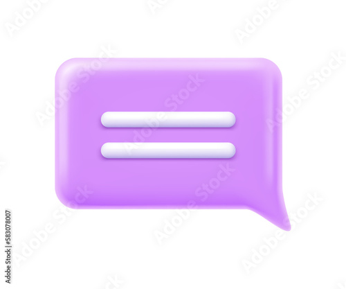 Empty speech bubble for telling thoughts. Isolated chatting or communication box. Talking and interacting, dialog or speaking. 3d style vector illustration