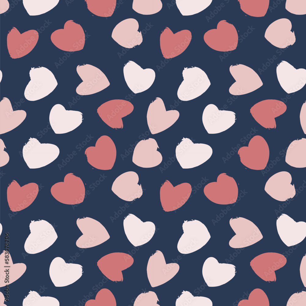 Heart shaped brush in seamless pattern on orange. Vector illustration. Heart shaped brush in seamless pattern on orange. Vector illustration.