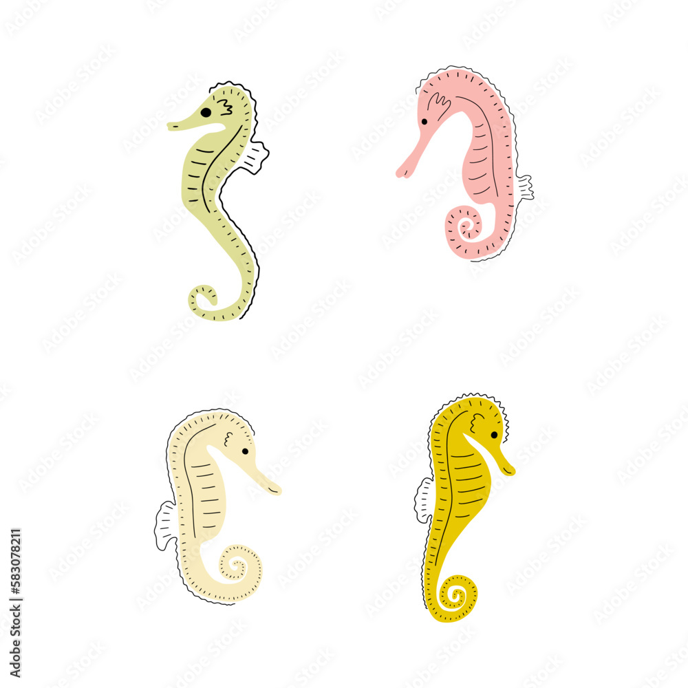 Seahorse Character sea animal on deep background. Wild life illustration. Underwear world. Vector illustration. Seahorse Character sea animal on deep background. Wild life illustration. Underwear world. Vector illustration.