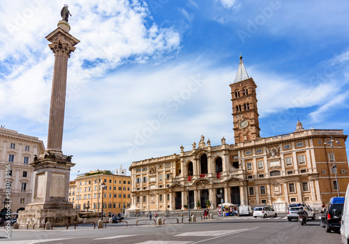  Santa Maria Maggiore basilica and Colonna della Pace in Rome, Italy © Mistervlad