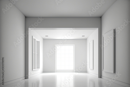 Large empty hall, hallway, corridor, gallery, room illustration. © Vitaly Art